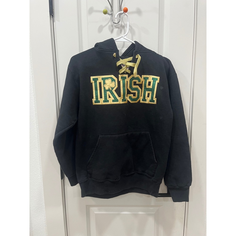 Eagle USA Heavyweight Black Irish Clover Lace‎ Up Hoodie Sweatshirt Youth Small